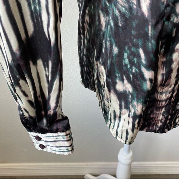 Calvin Klein Button Down Blouse Long Sleeve Abstract - Picture 10 of 14